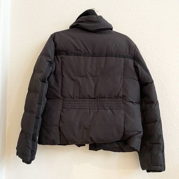 Finish Line Athletics Black Puffer Down Medium Coat Jacket Pockets Zipper Snap - Picture 11 of 12